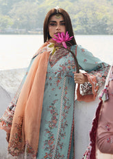 3-PC Unstitched Embroidered Luxury Lawn By Hussain Rehar | Malibu